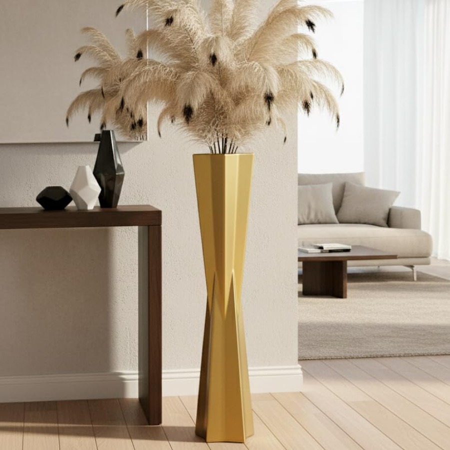 Centerpiece Vase Tall - Star Tapered Gold Floor Vase 27.5