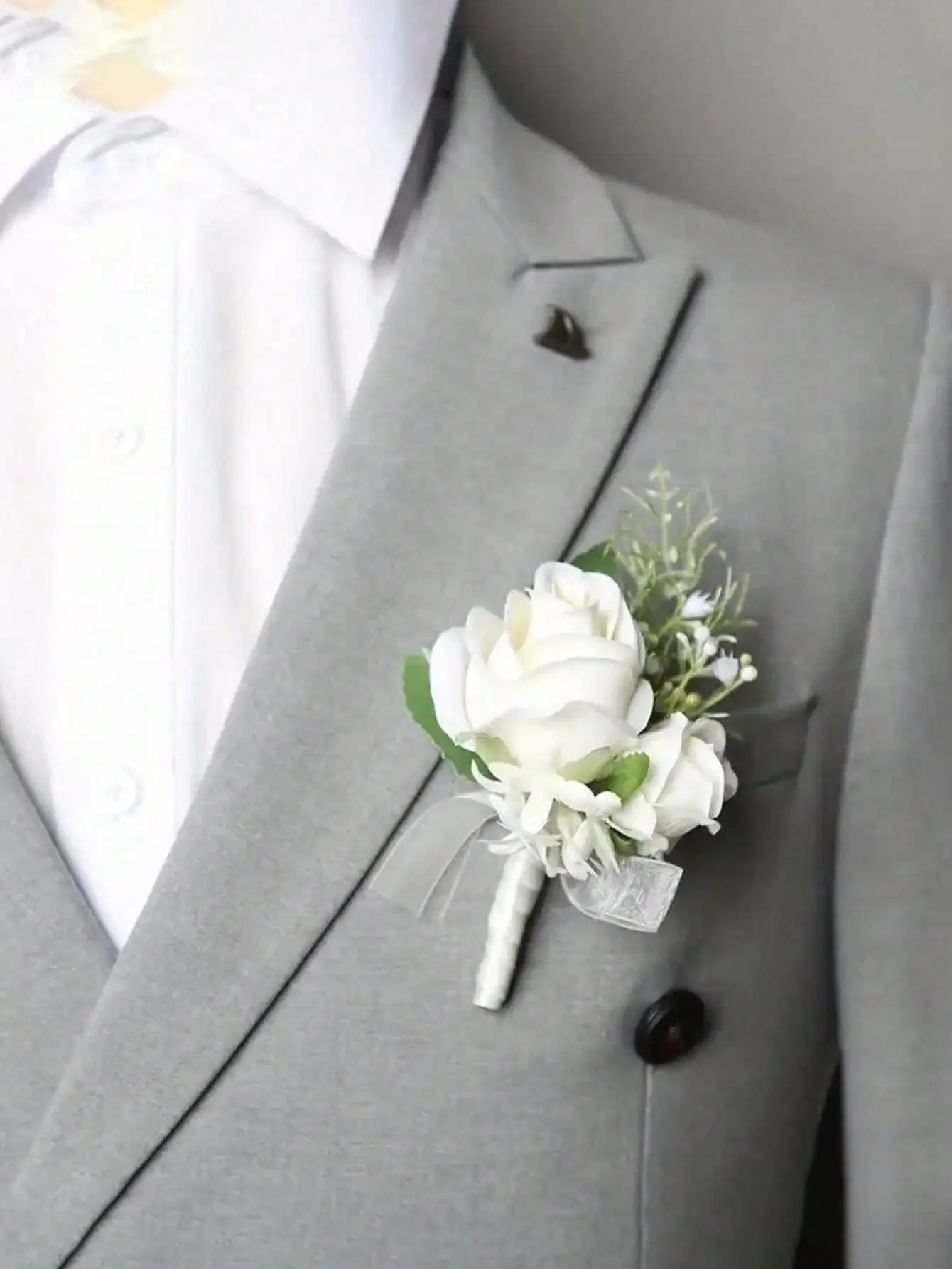 Suit Supply Wedding Party - 1 piece, romantic artificial white rose,