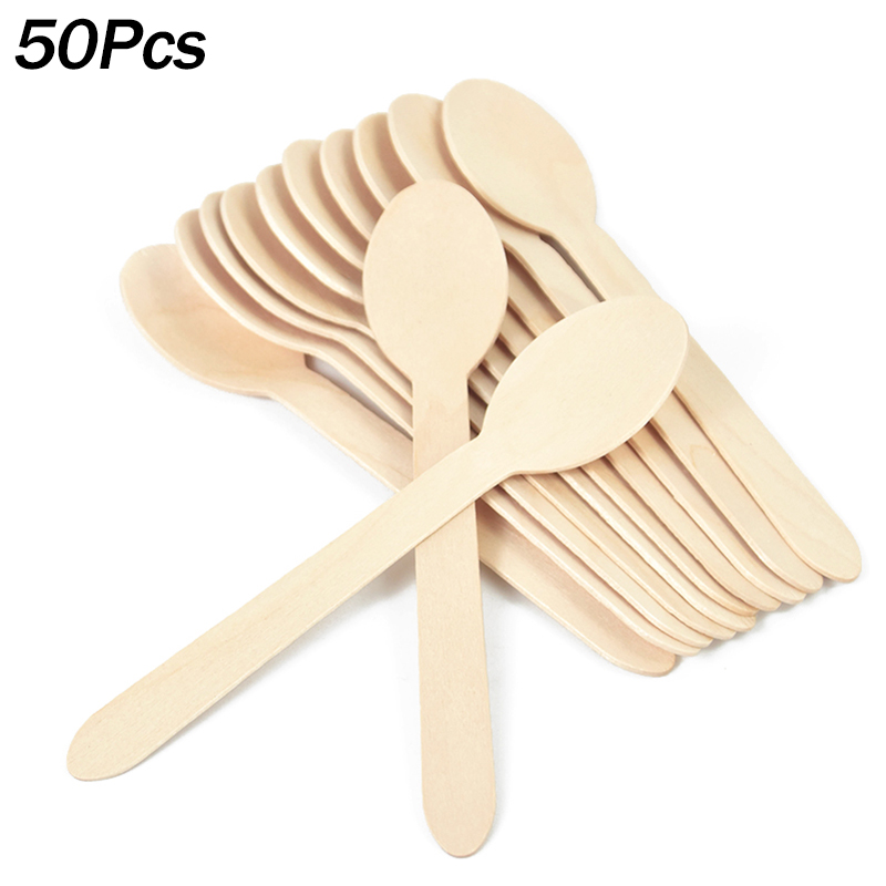50Pcs Disposable Wooden Spoon  - مراجعة Wedding Ceremony Supply وسعره