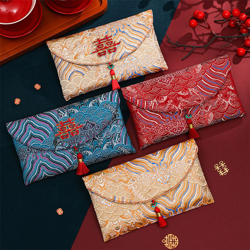 2 Pcs Brocade Embroidery Fabri - مراجعة Wedding Envelopes وسعره
