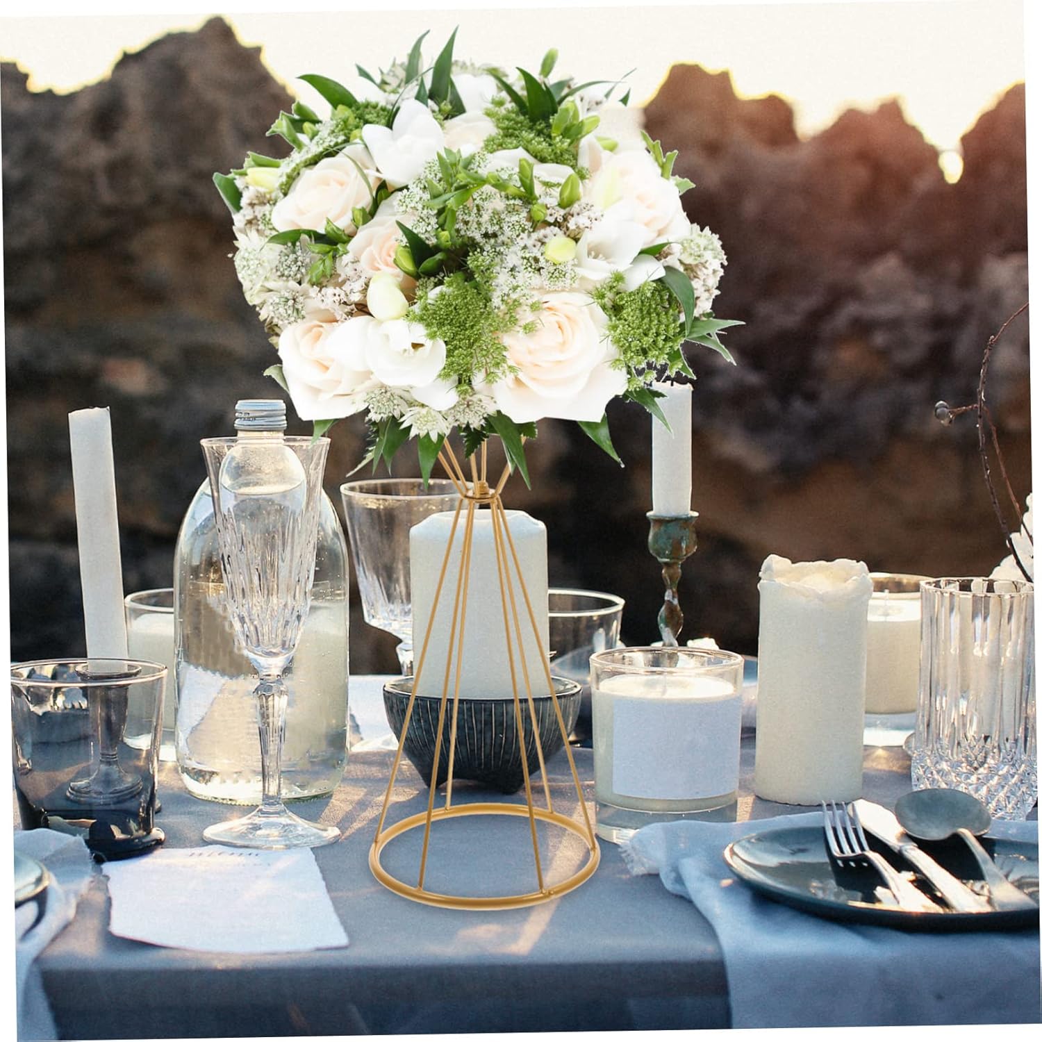 Gold Geometric Flower Stand Mo - مراجعة Centerpiece Vase Tall وسعره