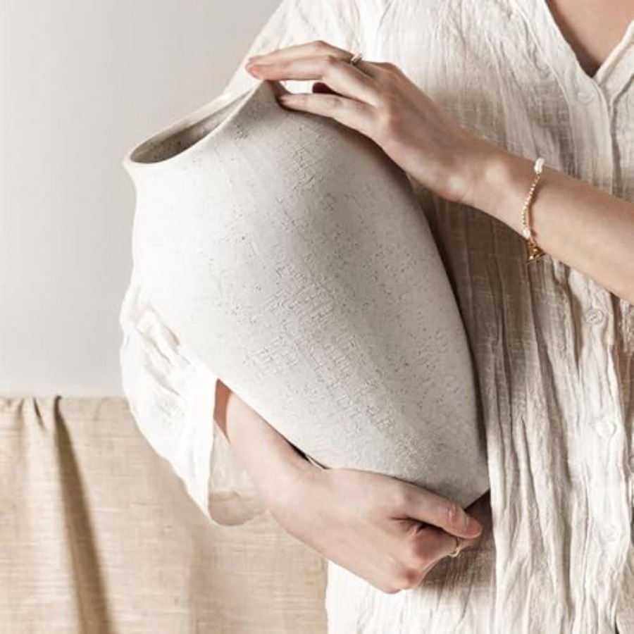 White Ceramic Vase - Large Tal - مراجعة Centerpiece Vase Tall وسعره