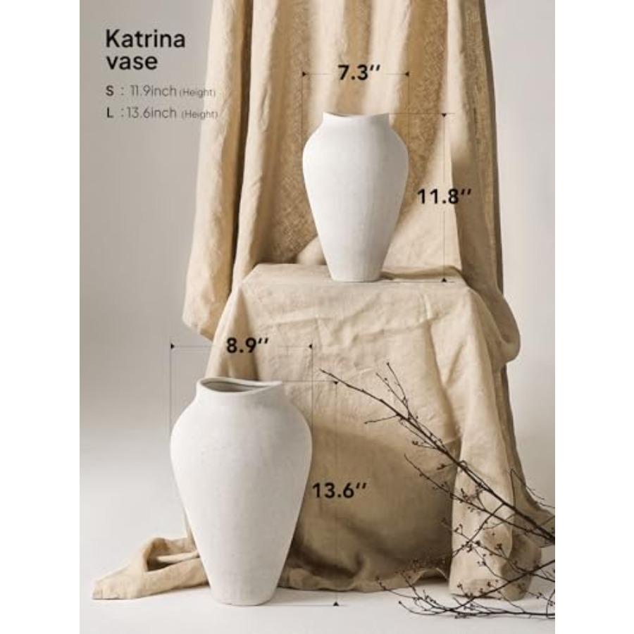 White Ceramic Vase - Large Tal - مراجعة Centerpiece Vase Tall وسعره