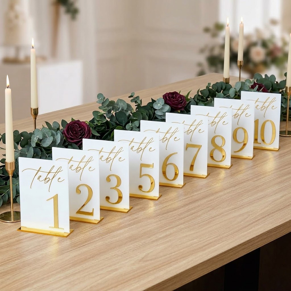 Wedding Table Numbers 1-10 wit - مراجعة Table Number Gold وسعره