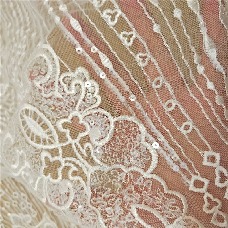 New Striped Lace Embroidery Se - مراجعة Wedding Dress Supply وسعره