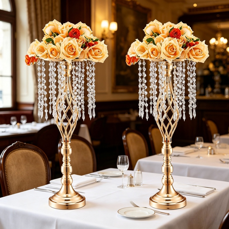 Elegant Tall Gold Crystal Flow - مراجعة Centerpiece Vase Tall وسعره