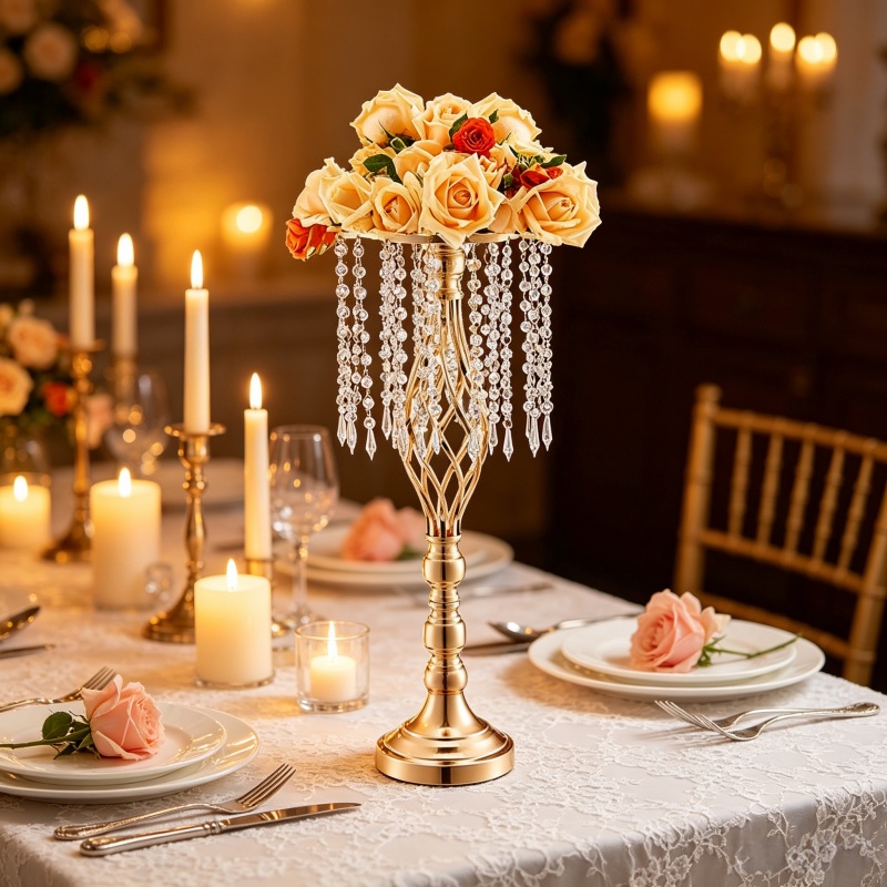 Elegant Tall Gold Crystal Flow - مراجعة Centerpiece Vase Tall وسعره