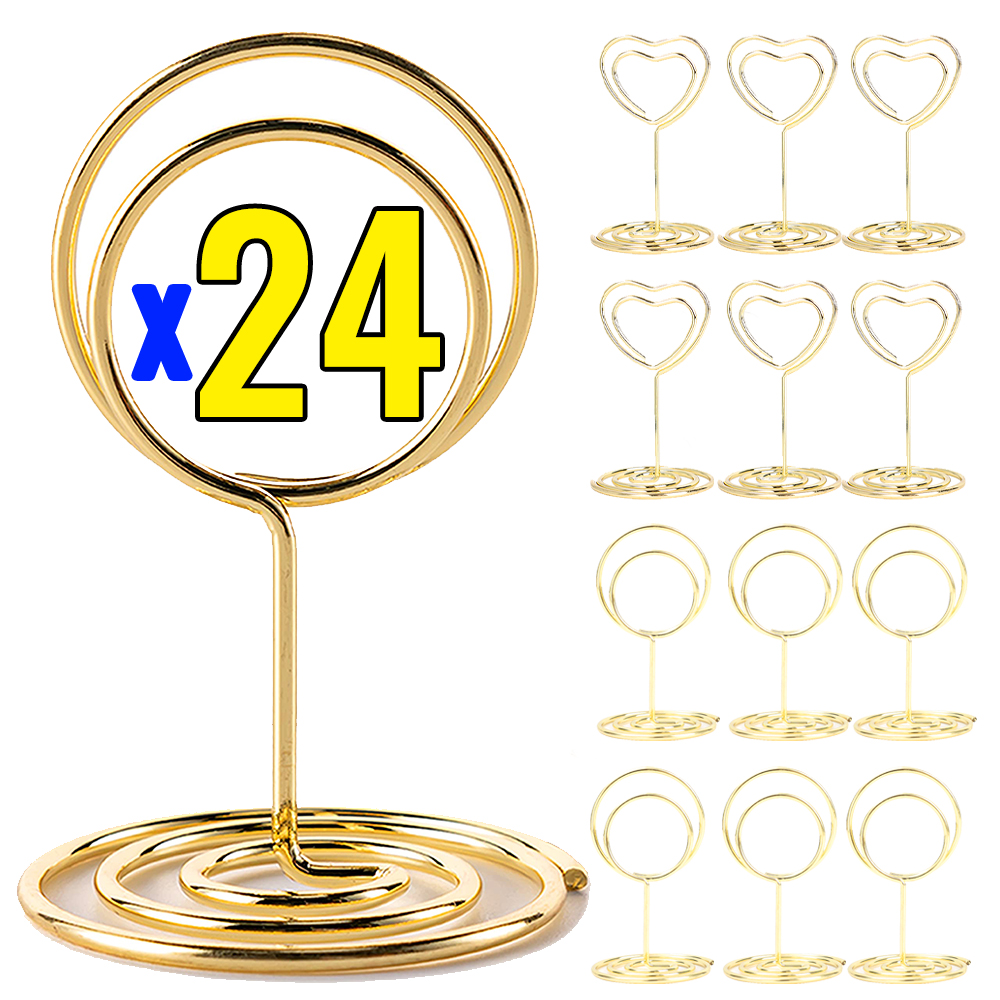 24-2pcs Metal Place Card Holde - مراجعة Table Number Gold وسعره