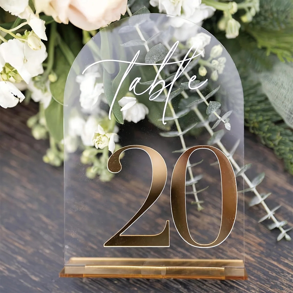 Custom 1 and 10pcs clear Acryl - مراجعة Table Number Gold وسعره