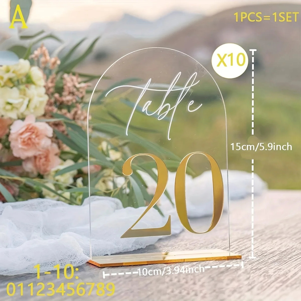 Custom 1 and 10pcs clear Acryl - مراجعة Table Number Gold وسعره