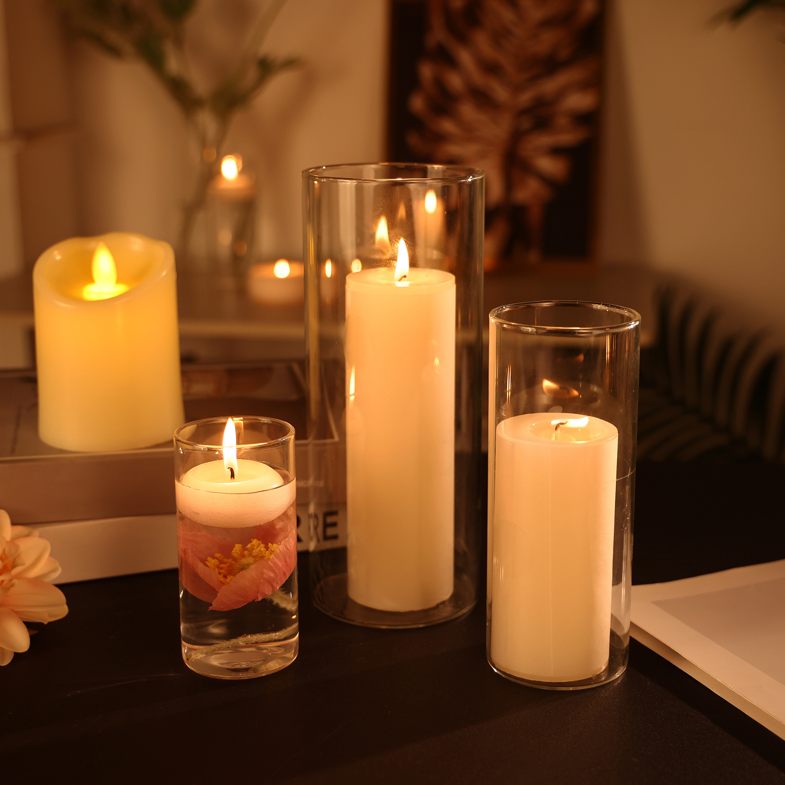 WHONLINE 35pcs Clear Glass Cyl - مراجعة Centerpiece Vase Tall وسعره