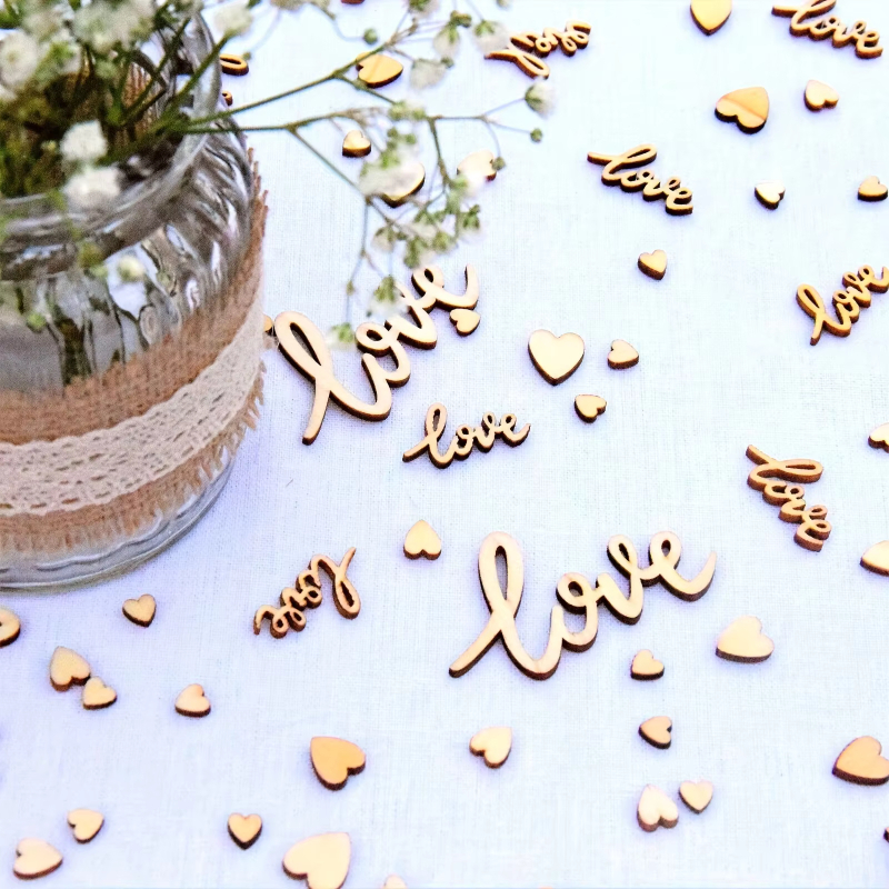 Box Set Of 120pcs Wooden Love  - مراجعة Wedding Ceremony Supply وسعره