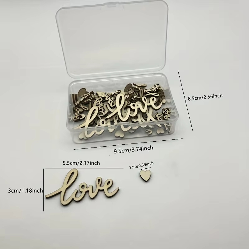 Box Set Of 120pcs Wooden Love  - مراجعة Wedding Ceremony Supply وسعره