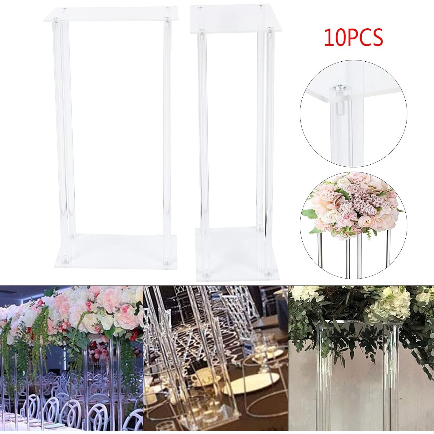 10Pcs Clear Flower Vase for Ce - مراجعة Centerpiece Vase Tall وسعره