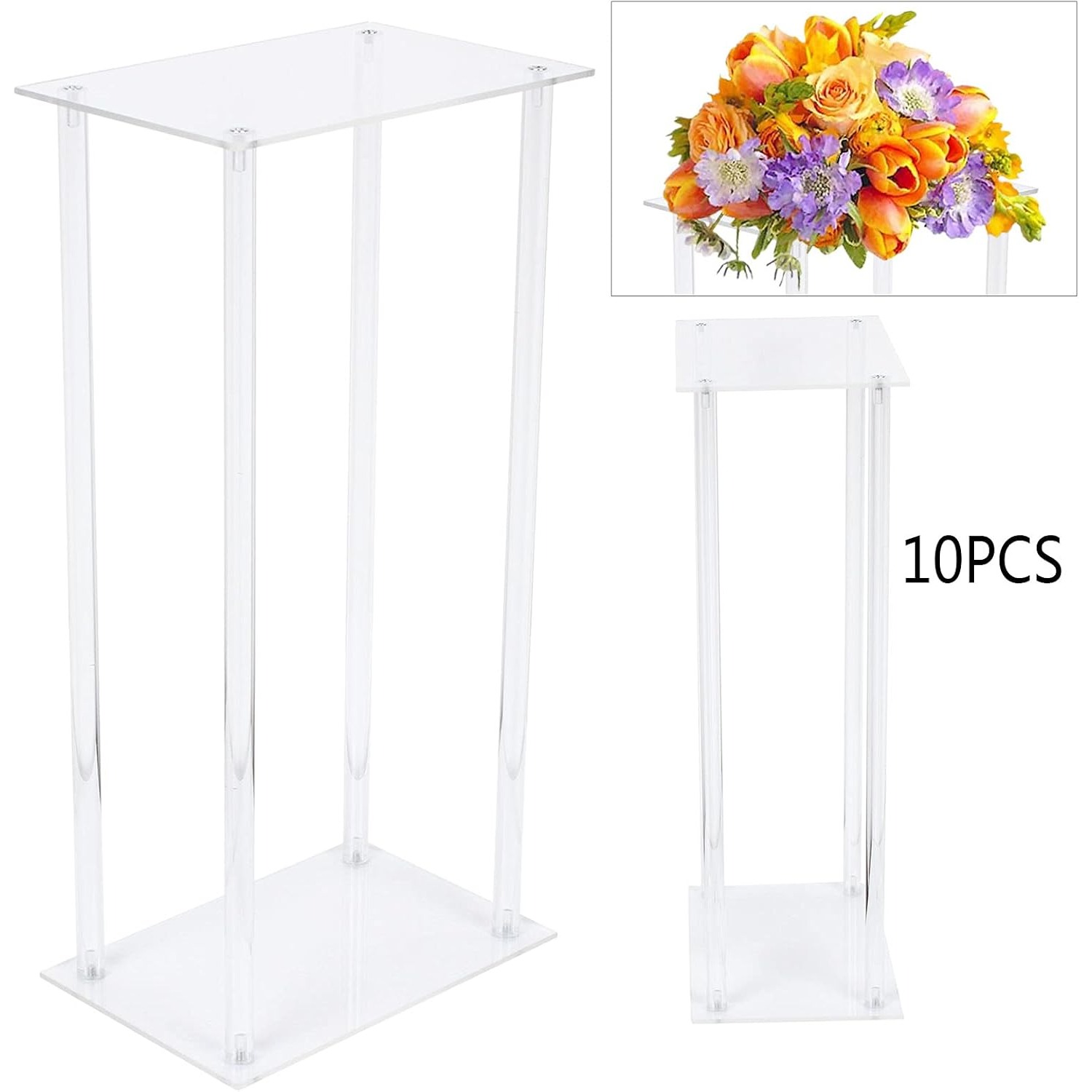 10Pcs Clear Flower Vase for Ce - مراجعة Centerpiece Vase Tall وسعره