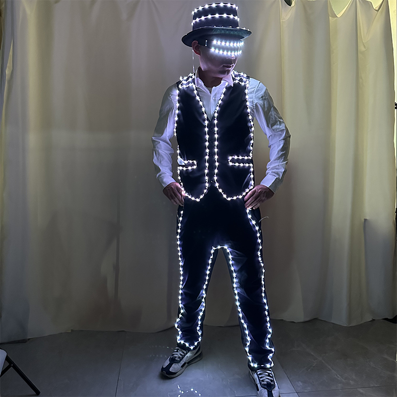 Full Color LED Costume Luminou - مراجعة Suit Supply Wedding Party وسعره