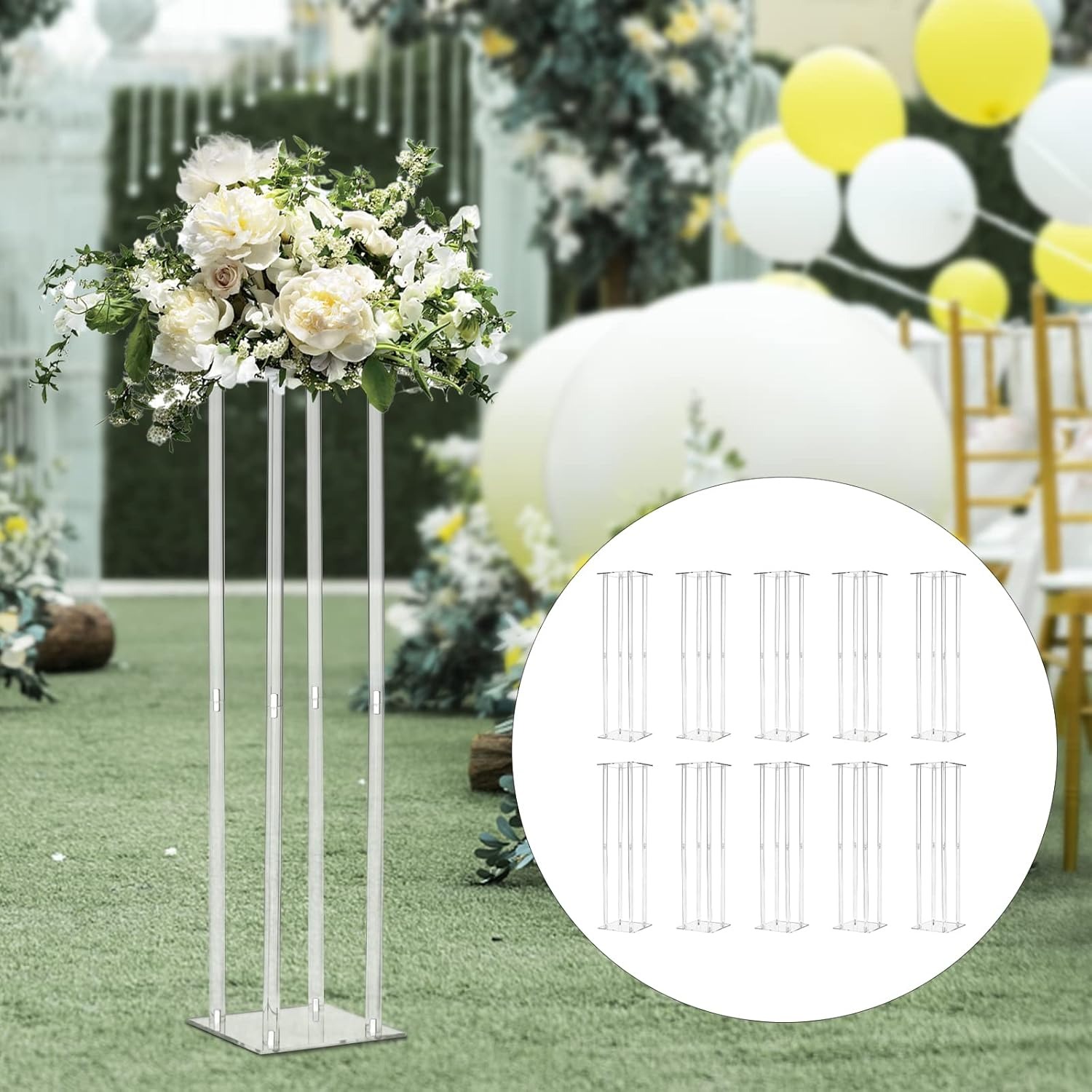 10 Pcs Acrylic Vase Column Sta - مراجعة Centerpiece Vase Tall وسعره