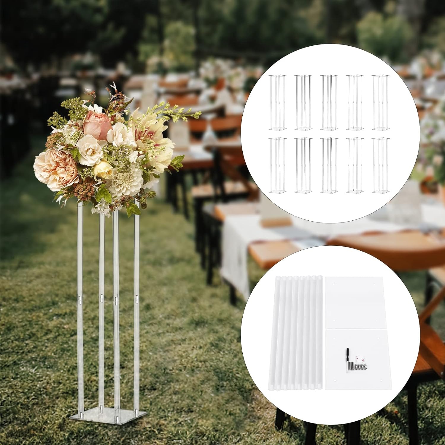 10 Pcs Acrylic Vase Column Sta - مراجعة Centerpiece Vase Tall وسعره