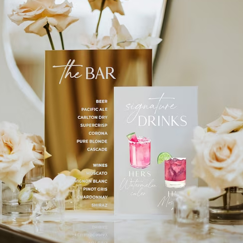 Signature Drink Sign,His and H - مراجعة Table Number Gold وسعره