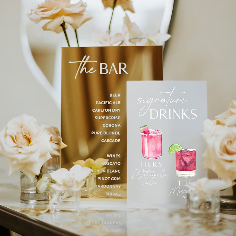 Signature Drink Sign,His and H - مراجعة Table Number Gold وسعره